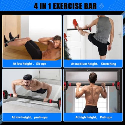 Garvee Pull Up Bar for Doorway,Adjustable Chin Up Bar for with Level Meter - color: Red and Black