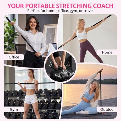 Yoga Stick, Upgraded 5ft Sturdy Steel Mobility Stick, Adjustable Stick for Exercise, Stretching, Balance - Physical Therapy & Posture Correction, Shoulder & Back Relaxation Versatile Exercise Stick