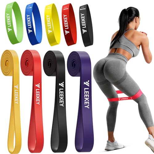 Pull Up Assistance Bands,Muit Levels Resistance Bands for Senior/Adults,Exercise Bands with Door Anchor, Strength Bands for Fitness Training, Physical Therapy,Home Gym Workouts - color: 5-85LBS COLOR+Mini Bands