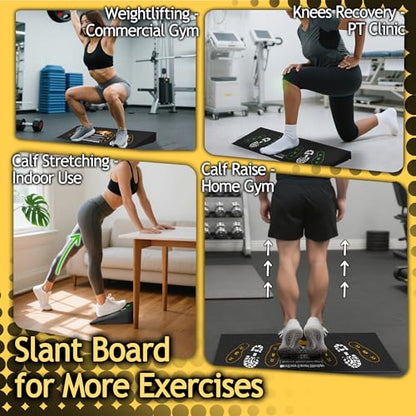 Squat Wedge Height-Adjustable Slant Board: 2Pcs Wide Wedges for Weightlifting Leg Glute Workout Improve Strength and Mobility for Gym Home