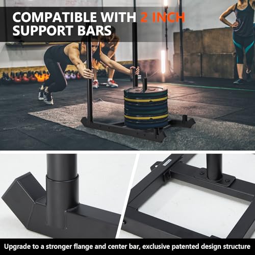 TE DEUM Weight Training Pull Sled, Fitness Strength Speed Training Sled, Steel Power Sled Workout Equipment for Athletic Exercise and Speed Improvement, Only Suitable for 2" Weight Plate