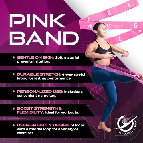 Petite Multi-Loop Stretch Band - Gymnastics, Cheer, Dance, Physical Therapy- The Godfrey Method - color: Pink