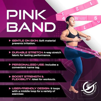 Petite Multi-Loop Stretch Band - Gymnastics, Cheer, Dance, Physical Therapy- The Godfrey Method - color: Pink