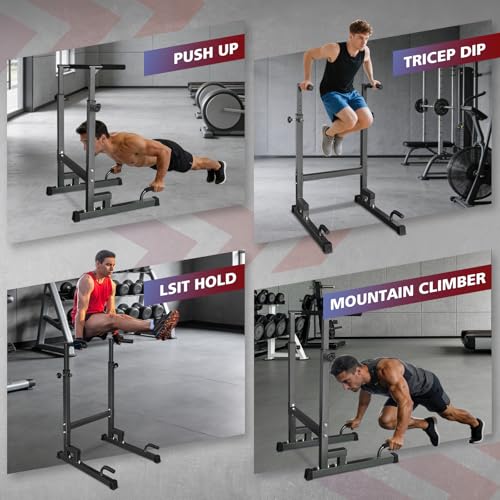 Adjustable Height Dip Bar Station, Multi-function Dip Station Pull Up Bar Full Body Strength Training Workout Fitness Equipment for Tricep Dips, Heavy Duty Dip Station for Home Gym - color: Dip Bar