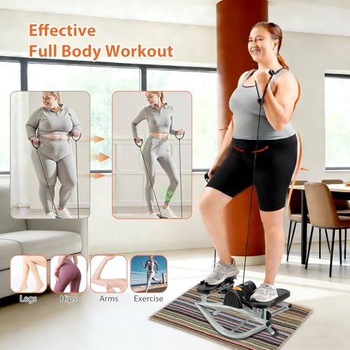 Rock Stepper, Side-to-Side Lateral Rocking Fitness Stepper, with Digital Monitor, Resistance Bands, Non-Slip Mat, Full Body Stepper, for Apartment, Living Room Workout - color: Black and gray