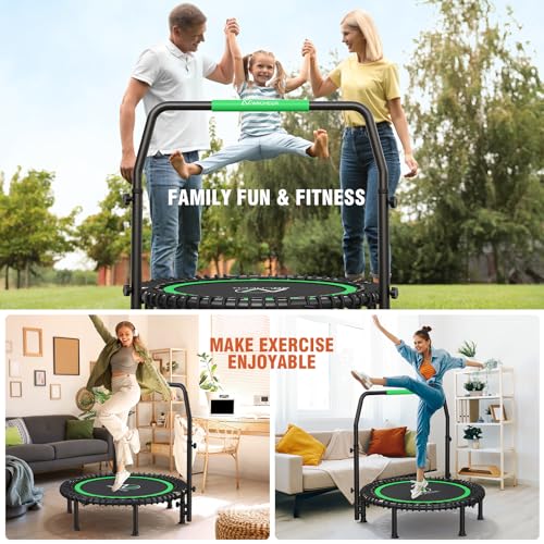 ANCHEER 40" Bungee Rebounder Trampoline with Adjustable Handle, 400LBS - color: Lime Green
