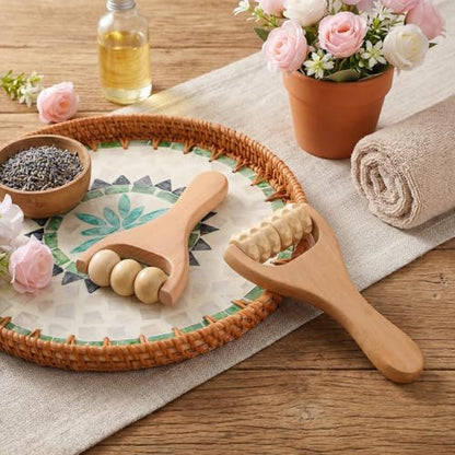 Telooco 2Pcs Wooden Massage Roller, Handheld Wood Massage Tools