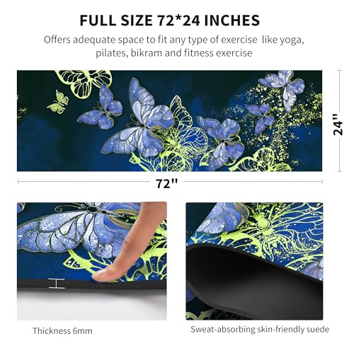 nuveti Yoga Mat Print Extra Thick TPE Non Slip Fitness Exercise Mat with Carrying Bag,72"x24" Extra Thick 6MM Exercise & Workout Mat for Yoga, Pilates Fitness and Floor Exercises
