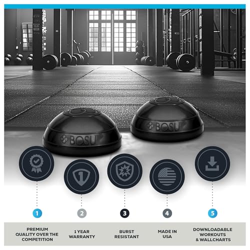 BOSU 6.5 Inch Balance Pods, Stability and Balance Exercise Workout Equipment for Home Gym, Core Training, Physical Therapy and Fitness, 2 Pack, Black