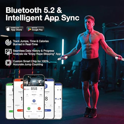 Cordless Gravity Jump Rope, Smart Jump Rope with Counter for Gym, Fat Burning & Calorie Burn, APP Data Analysis, Home Workout Equipment for Women ＆ Men