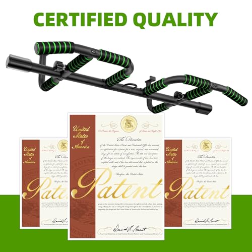 Upgrade Pull Up Bar for Doorway with Ergonomic Grip, Upto 440 Lbs Capacity No Screws Pullup Bar for Home Gym Indoor Exercise Strength Training, Authorized Under US Patent
