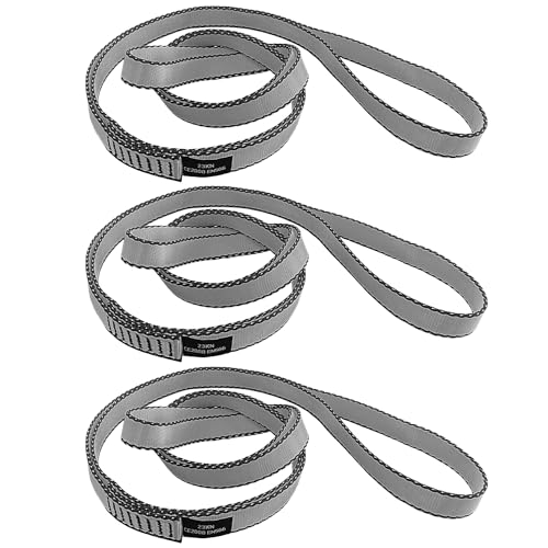 18MM Nylon Climbing Slings Runners 23 kN Strong Webbing Straps for Rock Climbing, Rappelling, Swing, Yoga Hammock etc - color: 3PCS Grey, size: 24inch/60cm