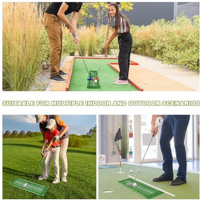 Golf Putting Mats Practice Indoor 30 x 8.27 Inch Golf Putting Practice Training Aid Alignment Track Green Mat Exercise Putter Training Supplies - color: Green