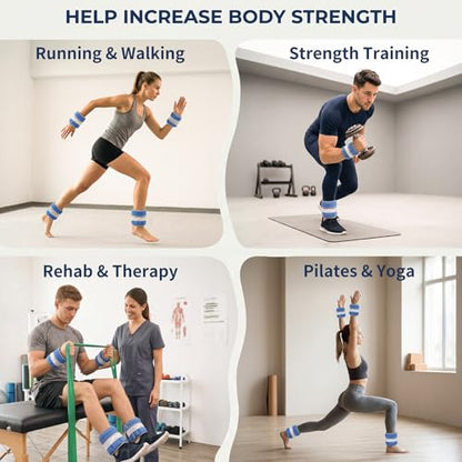 Adjustable Ankle Weights for Women Men A Pair of 1-3/4/5/6/8/10/20LBS - color: Dark Blue