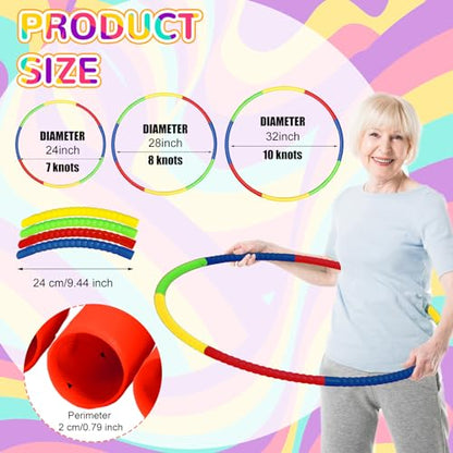 Syhood 12 Pcs Hoops for Kids Plastic, Green, Pink, Yellow, Dark Blue - color: Green, Pink, Yellow, Dark Blue