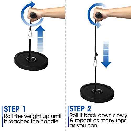 Yes4All Wrist and Forearm Blaster, Build Massive Grip Strength & Muscles with Steel Wrist Roller & Forearm Roller, Heavy Duty Arm Blaster Fits 1" & 2" Weight Plates, Improve Lifting Power - color: A. Basic - Black
