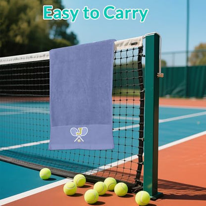 Tennis Towel,Tennis Gift for Men, Women,Lovers,13”x 43” Cotton Embroidered Tennis Towels (Blue, Initial-H) - color: Blue, size: Initial-H