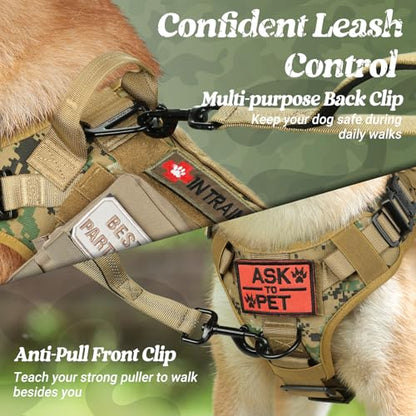 rabbitgoo Tactical Dog Harness for Medium, Heavy Duty Military No Pull Vest - color: Brown Camo, size: Medium