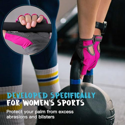 Breathable Workout Gloves for Women, Thick Padded Weight Lifting Gloves, Full Palm Protection & Extra Grip for Women Gym, Rowing, Fitness Training and Hanging - size: Small