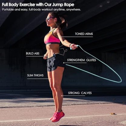 2 Pack Jump Rope for Fitness, Speed Rope Skipping Rope for Men and Women, Jumping Rope for Workout, Tangle-Free PVC Long Jump Rope Set, Adjustable Exercise Jumping Rope Boxing for Adult