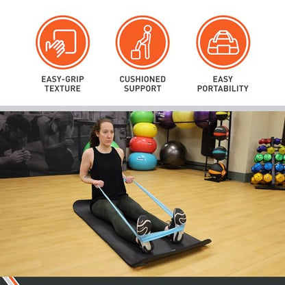 BodySport TPE Exercise Mat for Men and Women – Workout Mat – Perfect for Gyms and Fitness Training – ½ in. Thick, Black - size: 56 in. x 24 in. X 1/2 in.