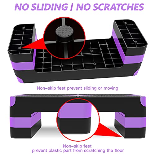 GYMMAGE Aerobic Exercise Step, Adjustable Height, - color: Purple