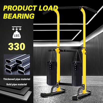soges Power Tower Pull Up Bar Station, Free Standing Pull Up Rack Dip Station for Home Gym, Height Adjustable Home Strength Training Fitness Workout Equipment