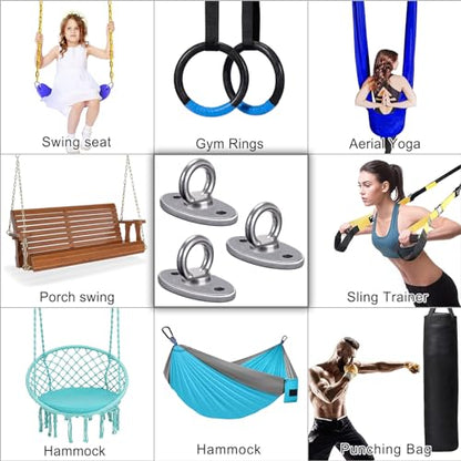 BeneLabel Wall Ceiling Mount Bracket for Suspension Strap Trainer, 2800lb Capacity, Body Weight Strength Training Systems, Aerial Yoga Swing, Resistance Band,Hammock,Battle Rope, Boxing Equipment - color: 3Pcs closed hook
