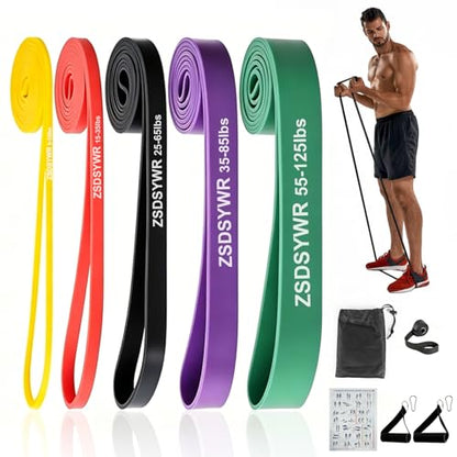 Pull Up Assistance Bands Complete Set,Heavy Duty Adjustable Resistance Bands with Handle Assembly，Latch Mechanism，Perfect for Men Women Seniors for Pull Up Bar,Dip&Resistance Strength Training