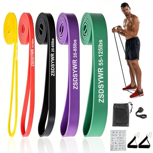 Pull Up Assistance Bands Complete Set,Heavy Duty Adjustable Resistance Bands with Handle Assembly，Latch Mechanism，Perfect for Men Women Seniors for Pull Up Bar,Dip&Resistance Strength Training