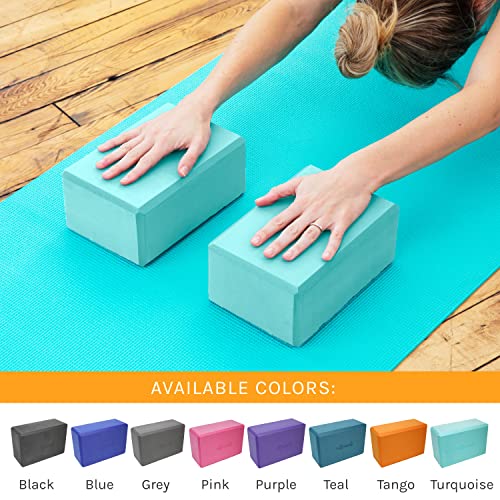 Sol Living Yoga Blocks 2 Pack High Density EVA Foam Yoga Cushion Stretching Pilates Meditation Exercise Equipment Support Deepen Poses Odor Free Non Slip Yoga Accessories - 4" x 6" x 9"- Turquoise - color: Turquoise