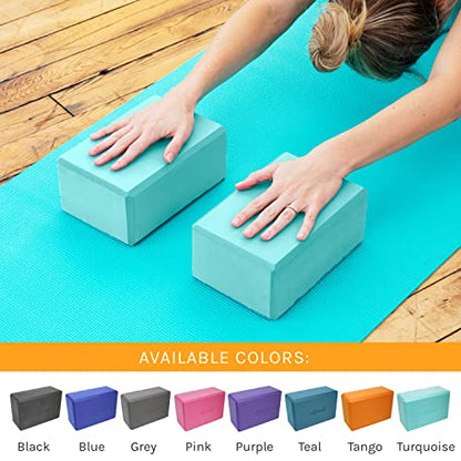 Sol Living Yoga Blocks 2 Pack High Density EVA Foam Yoga Cushion Stretching Pilates Meditation Exercise Equipment Support Deepen Poses Odor Free Non Slip Yoga Accessories - 4" x 6" x 9"- Turquoise - color: Turquoise
