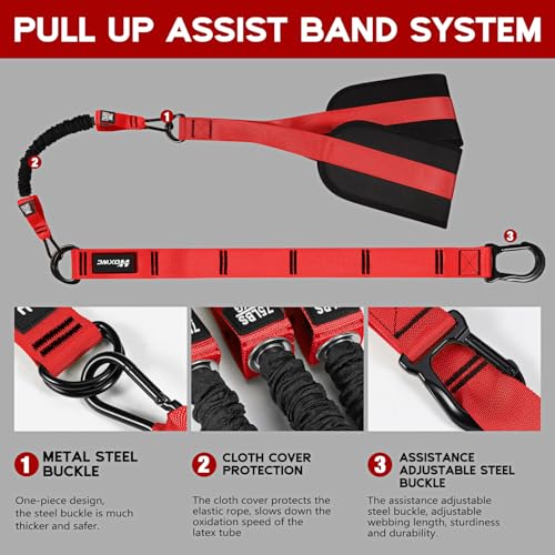 Pull Up Assistance Bands, Adjustable Heavy Duty Resistance Band for Pull Up, 3 Pull Up Bands, Comfortable Fabric Feet/Knee Rest, Assistance Bands for Pull-Up, Home Fitness, Body Stretching