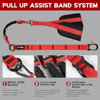 Pull Up Assistance Bands, Adjustable Heavy Duty Resistance Band for Pull Up, 3 Pull Up Bands, Comfortable Fabric Feet/Knee Rest, Assistance Bands for Pull-Up, Home Fitness, Body Stretching