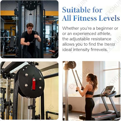 Portable Pulley System For Full Body Workout, Endless Rope Trainer,Adjustable Resistance: 3–30 Kg (6.6–66 Lb), 4m/14ft Rope, Silent Operation, No Assembly Needed No Weight Limit - color: Black