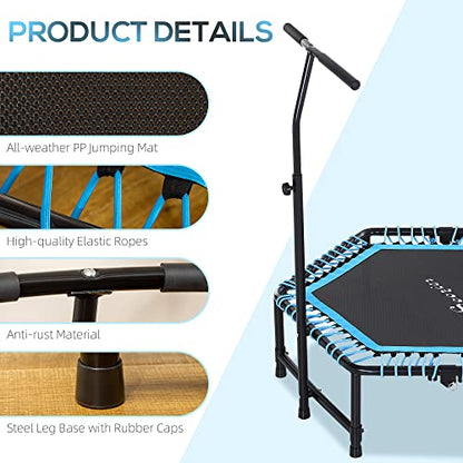Soozier 48" Adult Hexagon Rebounder Trampoline Fitness Bungee Jumping Cardio Trainer Outdoor Bouncer Jumper Adjustable