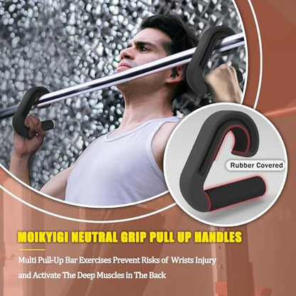 Neutral Grip Handles for Pull Up: Ergonomic Portable Hooks for Barbell Row Deadlift Resistant Bands for Home Gym Fitness Enthusiasts