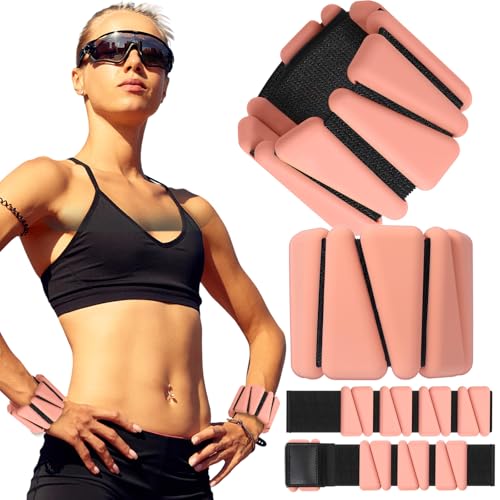 Pilates 2Lbs Each(Set of 4) Wrist Ankle Weights for Women, Wearable Arm Leg, Adjustable Weighted Wristbands Arm Leg Weights Suitable for Walking Swimming Running Yoga Gym - color: Flesh color