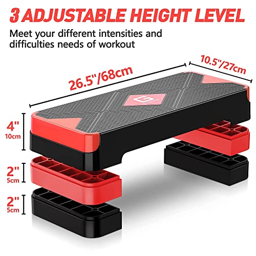 GYMMAGE Aerobic Exercise Step, Adjustable Height, - color: Red