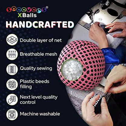 speevers Juggling Balls for Beginners and Professionals Set of 3, 14 Colors Available, 2 Layers of Net and Carry Case, Xballs Juggling Balls (Pink, 4.2 oz)