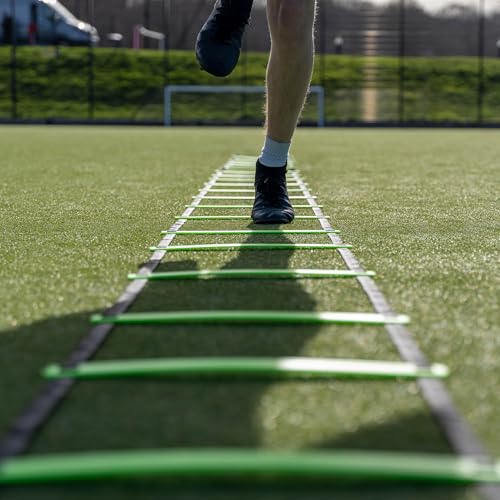 QUICKPLAY Adjustable Agility Ladder 29.5ft - Soccer Training Ladder 20 Rungs Speed Ladder with Adjustable Spacing for Agility Drills and Footwork, Portable Soccer Training Equipment