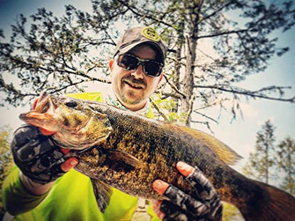 BASSDASH ALTIMATE UPF 50+ Sun Protection Fingerless Fishing Gloves Men - color: Black Camo, size: Large