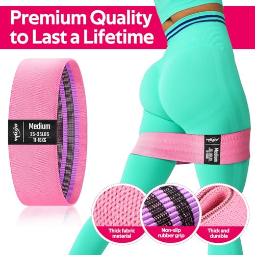 Fabric Resistance Bands for Working Out, Exercise Bands for Glutes and Legs - color: 3.Grey,Pink,Black