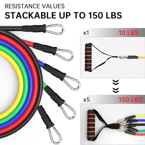 Resistance Bands Set with Gym Storage Rack for Working Out, Fitness Exercise Bands,Workout Bands,Strength Bands,Weight Bands,Training Bands,Dopa Bands,Elastic Resistance Tubes with Handles