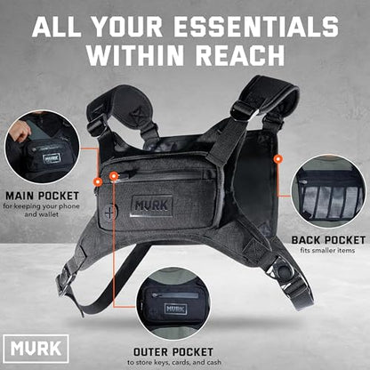 MVRK Water Resistant Running Vest Chest Pack, Phone Holder for Running, Lightweight Training Pack with Reflective Detail - color: Black