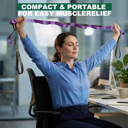Stretching Strap with Loops,Non-Elastic Yoga Strap for Physical Therapy,Knee Replacement Recovery & Plantar Fasciitis,Leg Stretcher Band for Flexibility & Hamstring Rehab