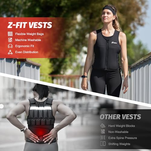 ZELUS Weighted Vest Woman, Adjustable Weighted Vest 1-10lb/ 1-15lb with Removable Z-Fit Soft Iron Weights, for Weight Loss Running Walking Rucking Strength Training, Reflective & Pocket Design - size: 15LB&L