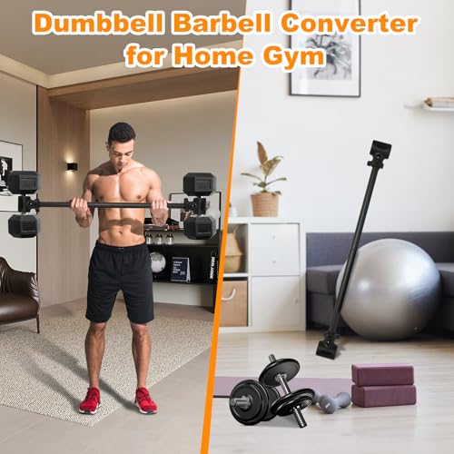 Dumbbell Barbell Converter Bar, Adjustable Weight Dumbbell to Barbell Converter, Easy Grip & Installation Weight Lifting Bar, Ideal for Strength Training Home Gym