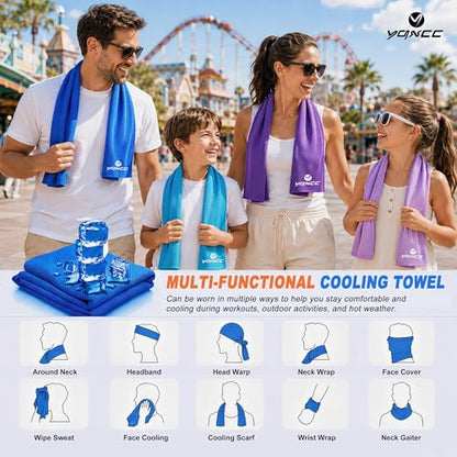 4 Pack Cooling Towels (40"x12"), Ice Cool Neck Towel, Soft Breathable Microfiber for Gym, Yoga, Golf, Running, Camping & All Hot Weather Activities - color: 2 Dark Blue/ 2 Green