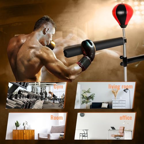 Wall Mount Spinning Bar with Punching Ball, MMA Boxing Speed Trainer Reflex Training Equipment for Kickboxing, Fitness and Stress Relief